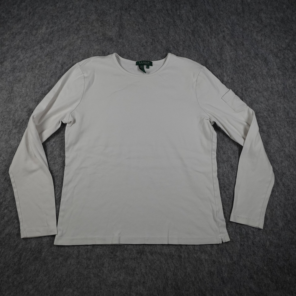 Ralph Lauren Top Women Extra Large White‎ Long Sleeve Pocket Logo Cotton